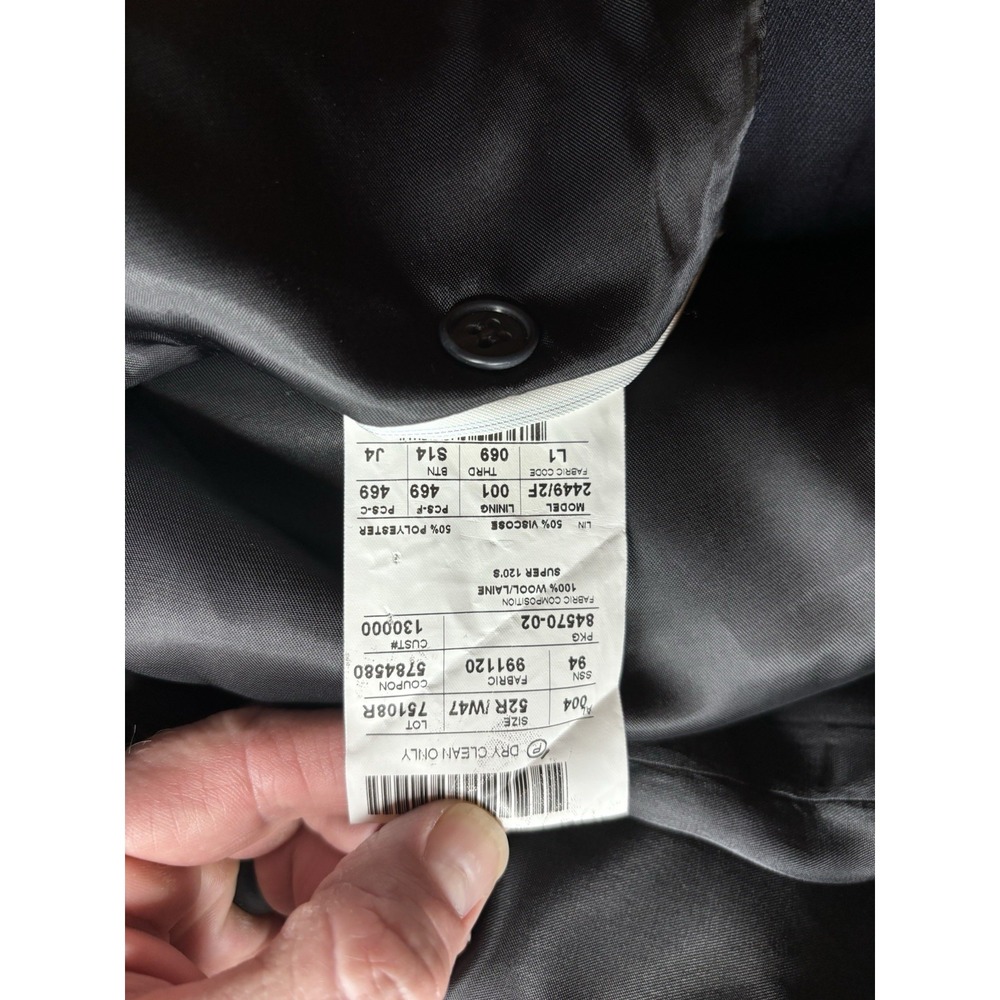 Joseph Abboud Loro Piana Blazer Mens 52R Navy Blue Super 120's Wool Sport Coat - Picture 3 of 7